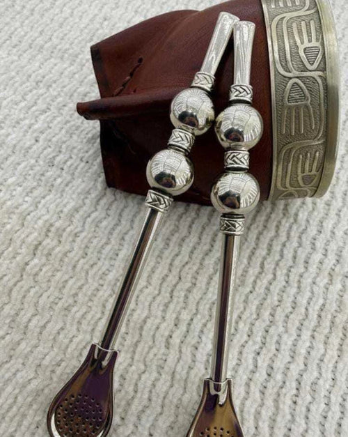 BOMBILLA CON 2 BOCHAS DE ALPACA